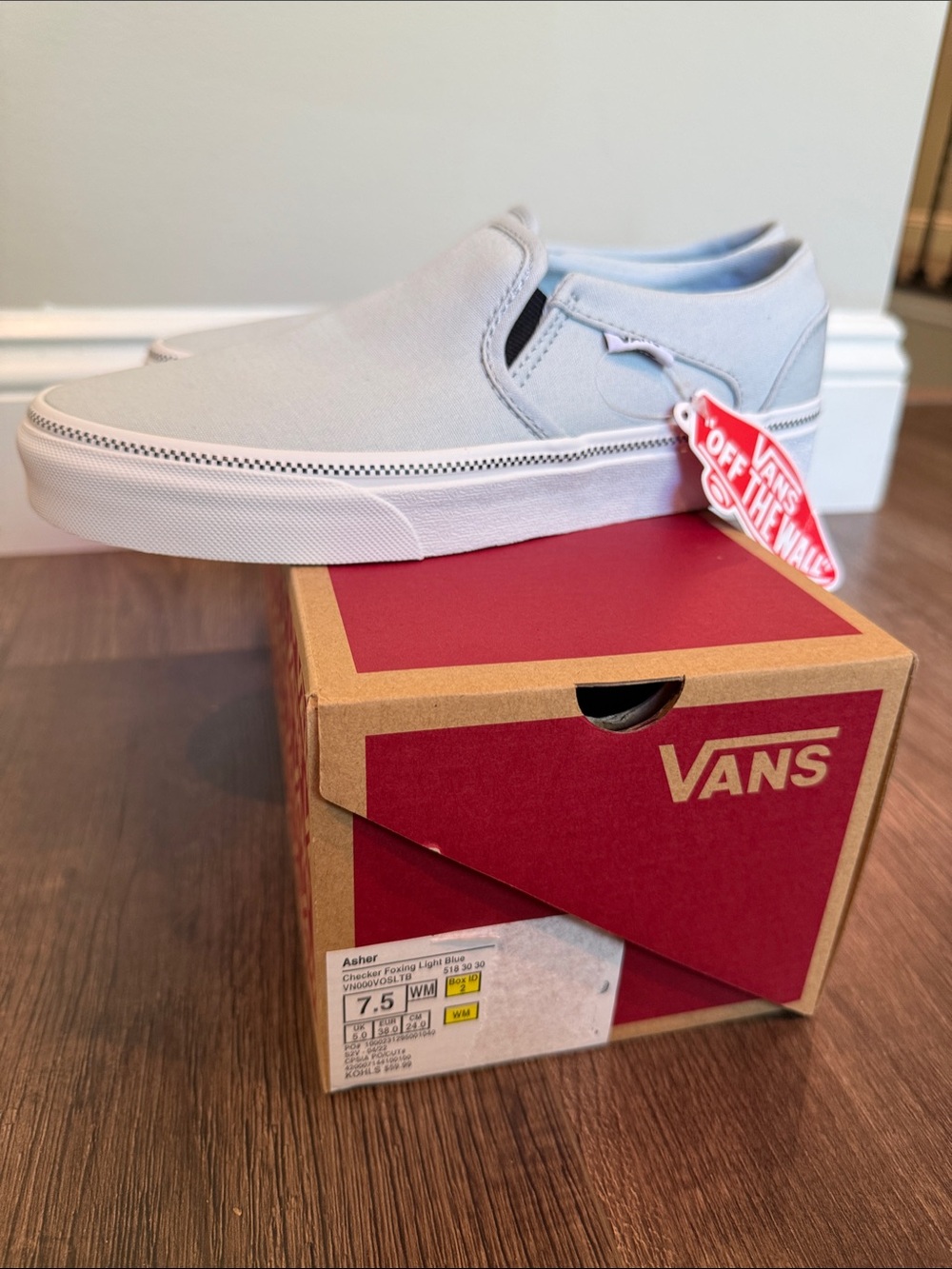 Vans Asher Slip-On Sneakers in Light Gray